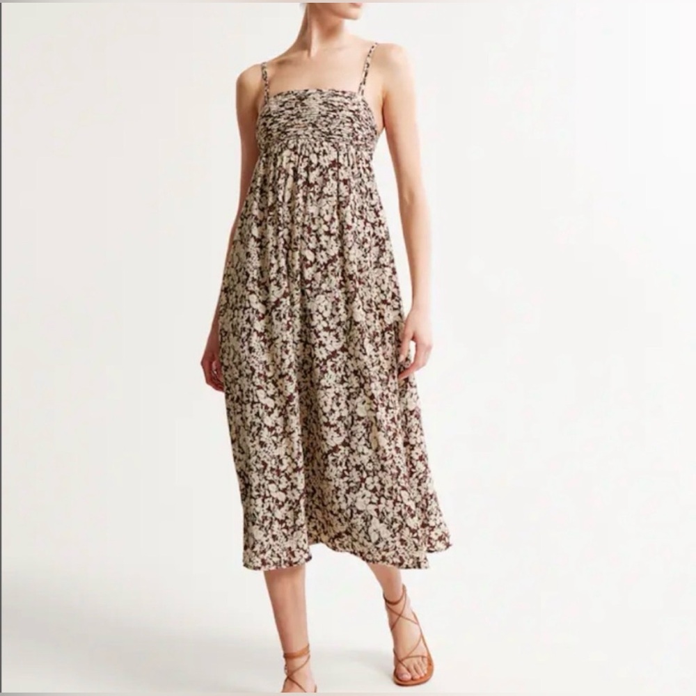 Abercrombie & Fitch Cream Floral Midi Dress